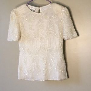 Vintage Stenay French beaded top zip back silk